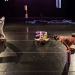 Five dancers using workout equipment to stay in different dance poses